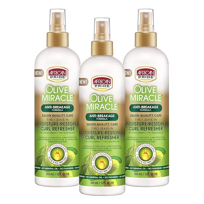 African Pride Olive Miracle 7-IN-1 Leave-In Moisture Restore Hair Curl Refresher